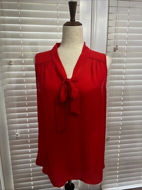 New York & Company Sleeveless Bow Tie Blouse